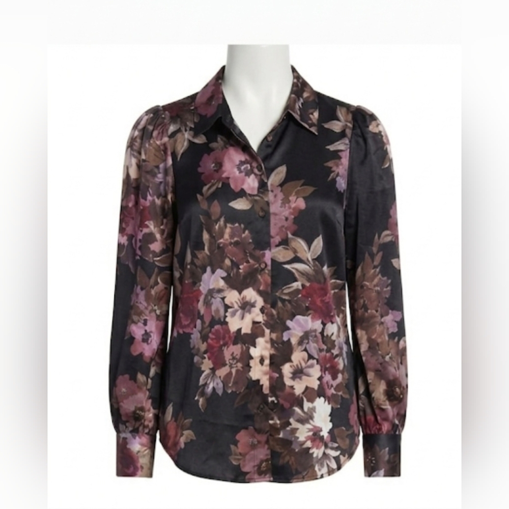 Joie Black and Pink Floral Blouse
